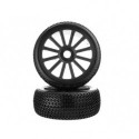 1: 8 Black Rim & Tire Complete For Buggy (821001B + 821002) 2P