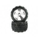 8E161 1: 8 Chrome Rim & Tire Complete For Monster Truck 2P