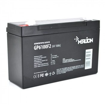 Акумуляторна батарея MERLION AGM GP610F2 6 V 10Ah White / Black